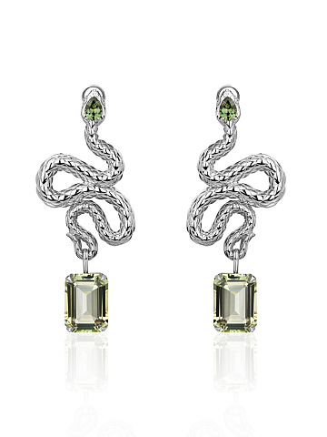 White Gold, Prasiolite, Sapphires & Diamonds Earrings, 1