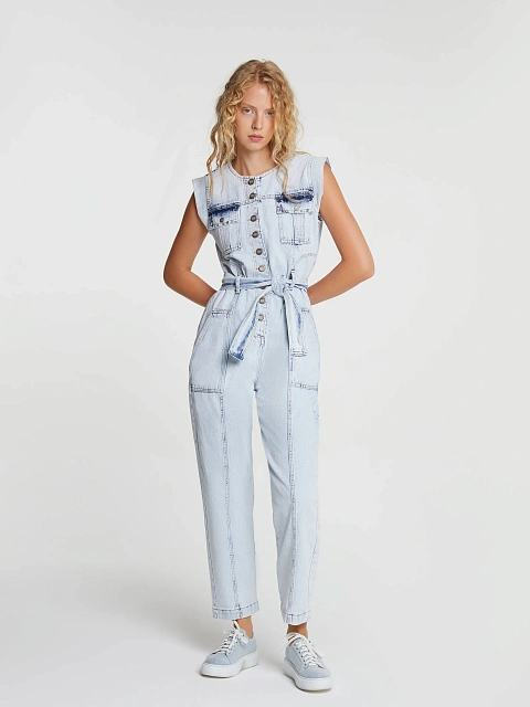 Light Blue Denim Jumpsuit, 2