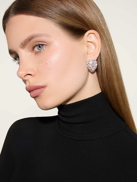 Tassel earrings in white gold with a pink diamond, 4