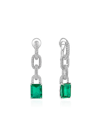 White gold transformer earrings with Colombian emeralds and diamonds, 1