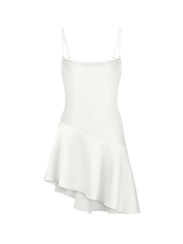 White Asymmetric Mini Dress, 1