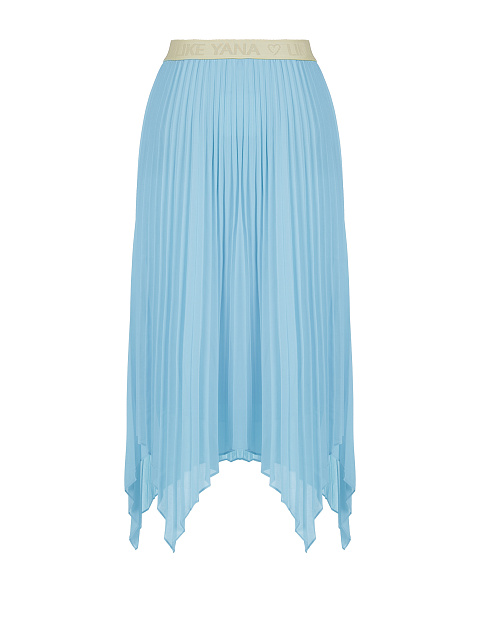 Light Blue Pleated Asymmetric Midi Skirt, 2