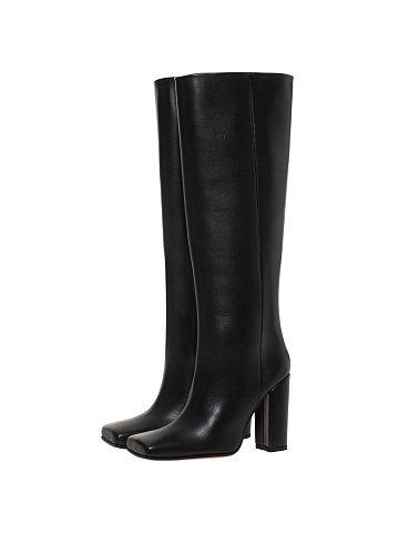 Black Leather Boots With Square Toe, 1