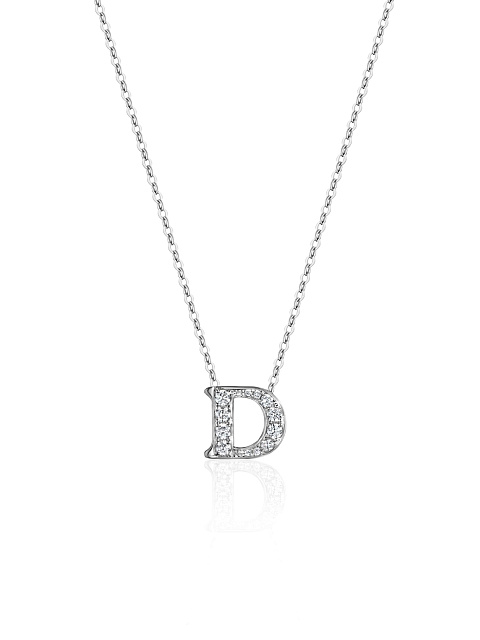 White gold necklace with a pendant in the shape of the letter D, 1