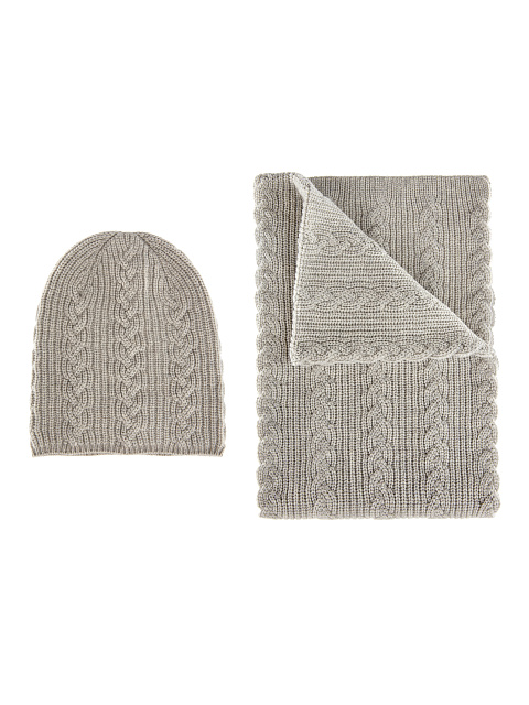 Grey Cashmere Scarf & Hat, 1