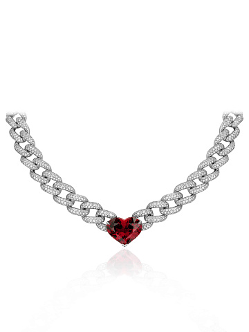 White gold necklace with garnet and diamonds, 1