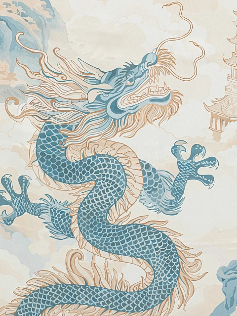 Beige & Light Blue Printed Silk Scarf, 4 Beige & Light Blue Printed Silk Scarf, 4