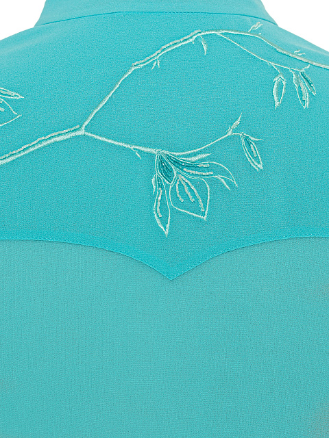 Turquoise Embroidered Chiffon Shirt, 4 Turquoise Embroidered Chiffon Shirt, 4