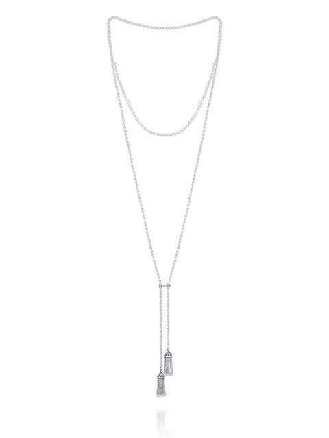 Bead Diamond, Briolette Diamond, Round Diamond & White Gold Tassel Necklace, 1