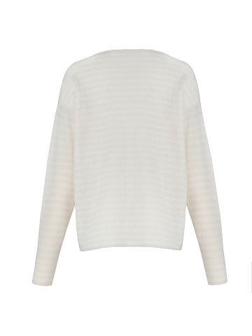 Ivory Striped Cashmere Pullover, 2