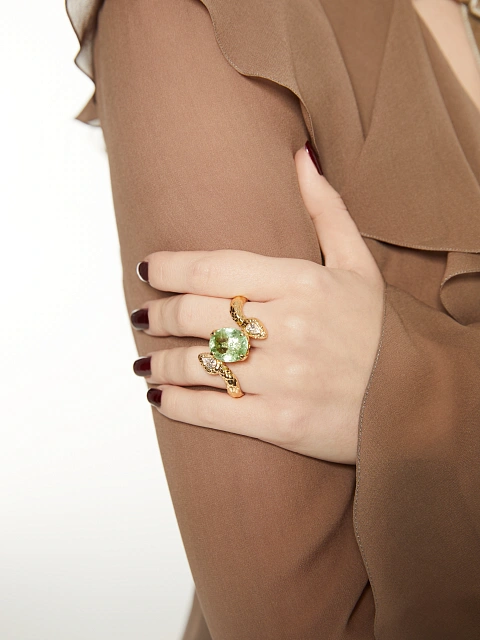 Yellow Gold, Tourmaline & Diamonds Ring, 6