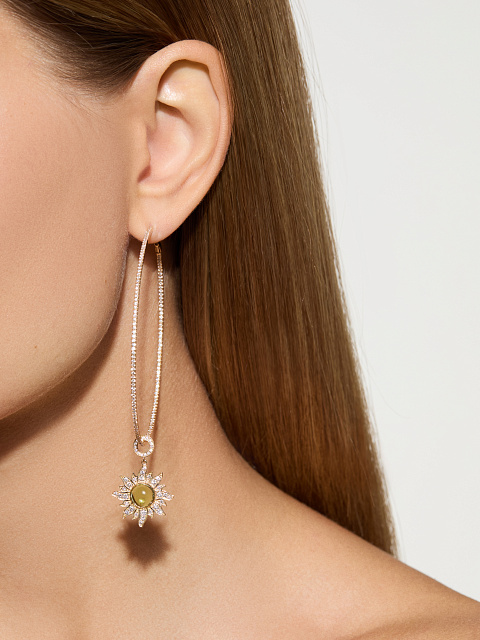 Gold & Chrysolite Hoop Pendant, 3 Gold & Chrysolite Hoop Pendant, 3