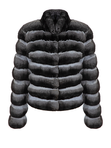 Black & Grey Chinchilla Fur Jacket, 1