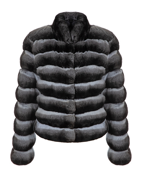 Black & Grey Chinchilla Fur Jacket, 1