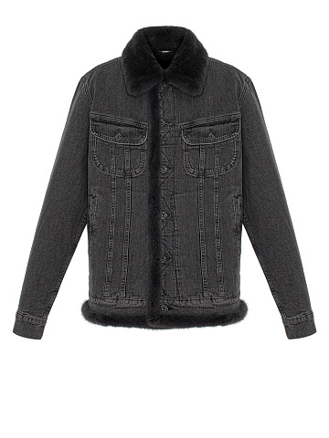 Dark Grey Denim & Mink Fur Jacket, 1