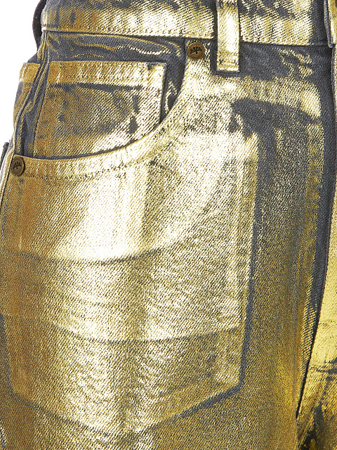 Golden Plated Straight Leg Jeans, 6
