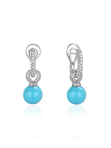 Earrings with Arizona turquoise beads, 1