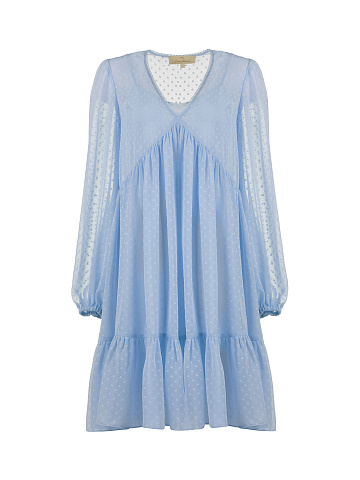 Blue Polka Dot Chiffon Dress , 1