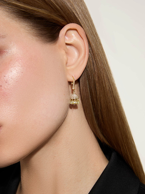 Small yellow gold tassel earrings with yellow diamonds, 2