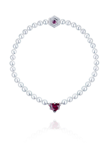 White Gold, Akoya Pearls & Heart-cut Tourmaline Necklace, 2