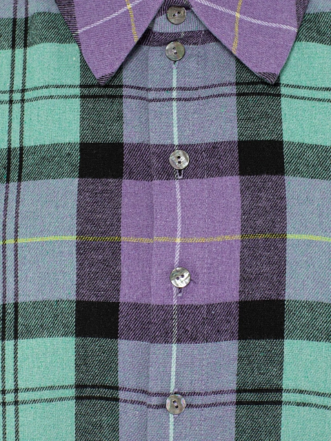 Purple Cut Out Cropped Check Shirt, 3
