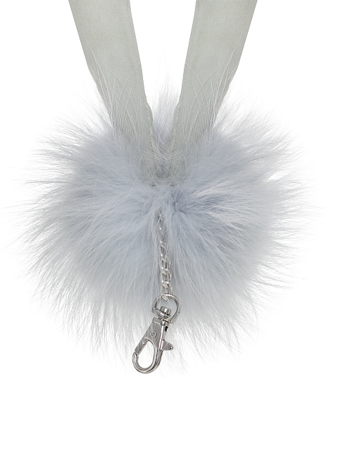 Gray suede bunny keychain with fur, 2