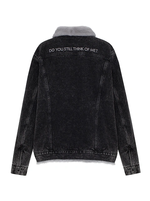 Dark Grey Denim & Mink Fur Jacket, 2 Dark Grey Denim & Mink Fur Jacket, 2