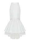 Юбка в пол из белой тафты, пышный волан по низу с декором из кружева, с подкладкой