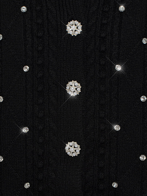 Black cashmere cardigan with rhinestones, 4 Black cashmere cardigan with rhinestones, 4