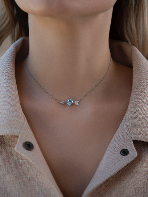 Heart Topaz Sky & White Gold Necklace, 2