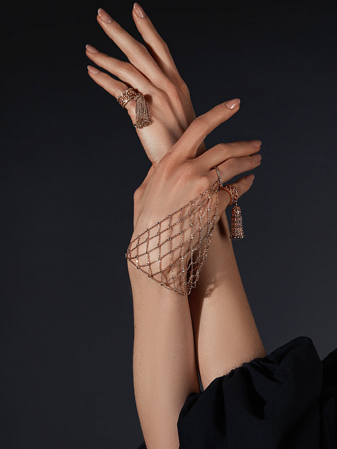 Rose Gold & Brown Round Diamond Slave Bracelet , 2