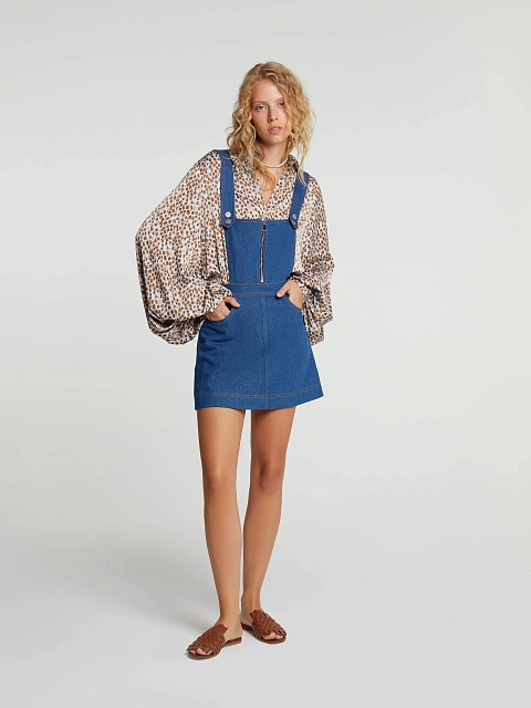 Blue Denim Suspender Skirt, 5