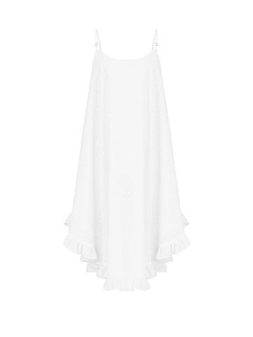 Optic White Polka-Dot Chiffon Girl's Sundress, 1