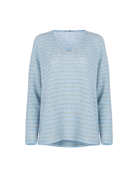 Light blue striped cashmere pullover, 1