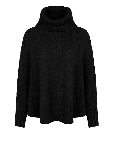 Black Cashmere Cable Knit Sweater, 1