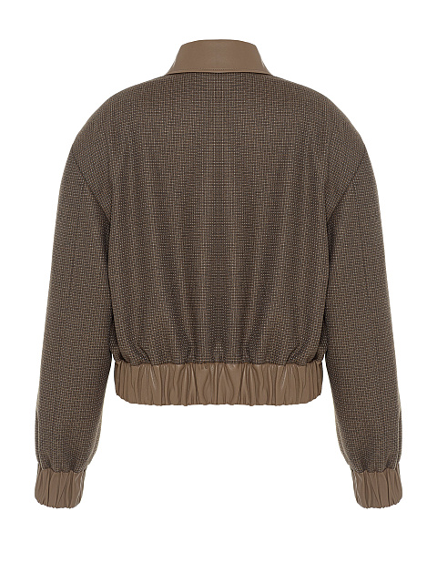 Brown Check Wool Bomber Jacket, 2