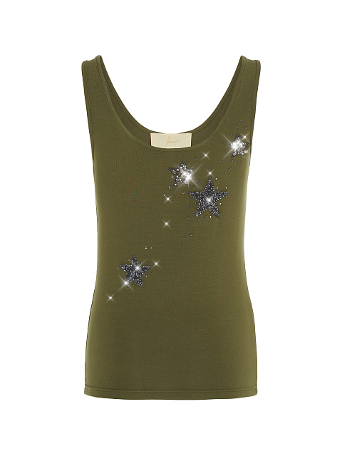 Green Rhinestones Jersey Tank Top, 1