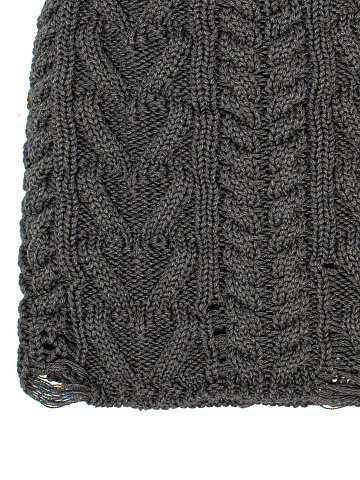 Grey knitted cotton hat with holes, 2