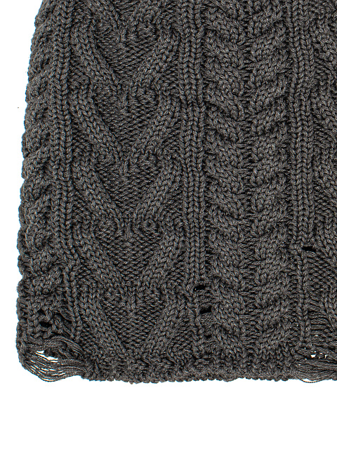 Grey knitted cotton hat with holes, 2