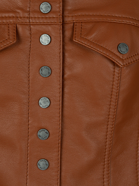 Brown Leather Mini Dress, 3