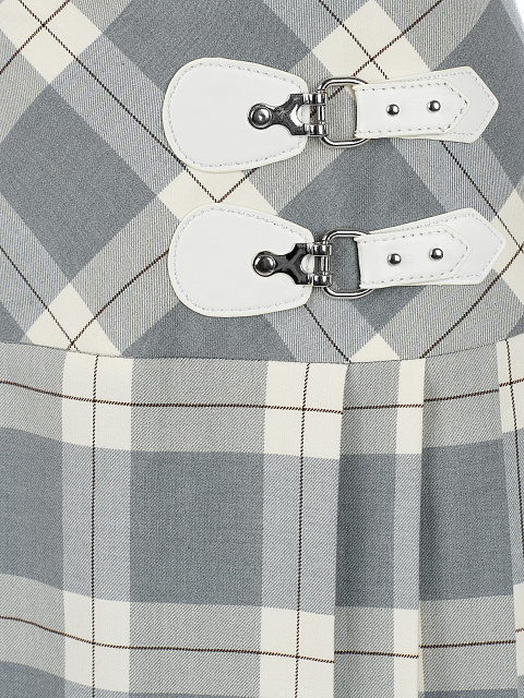 Grey & White Checked Pleated Midi Skirt, 4 Grey & White Checked Pleated Midi Skirt, 4
