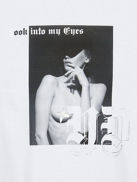 Printed White Cotton T-Shirt, 3