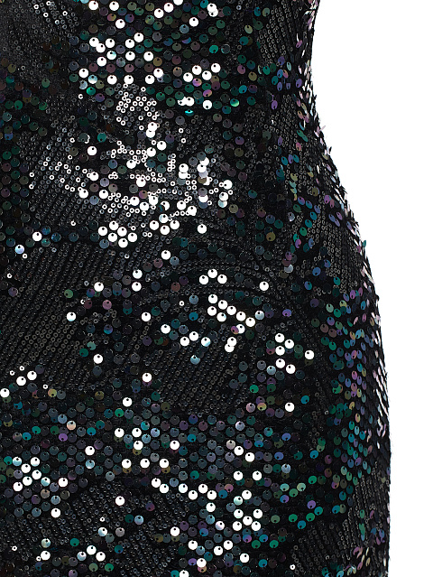 Black Sequin Velvet Midi Dress, 3