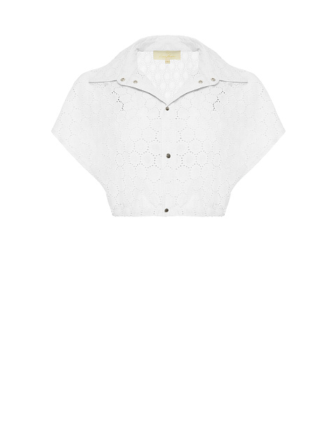 White Cotton Lace Set Of Bra & Cropped Shirt, 2 White Cotton Lace Set Of Bra & Cropped Shirt, 2