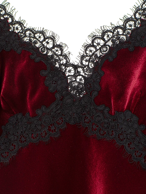 Bordeaux Lace Trim Velvet Top, 3