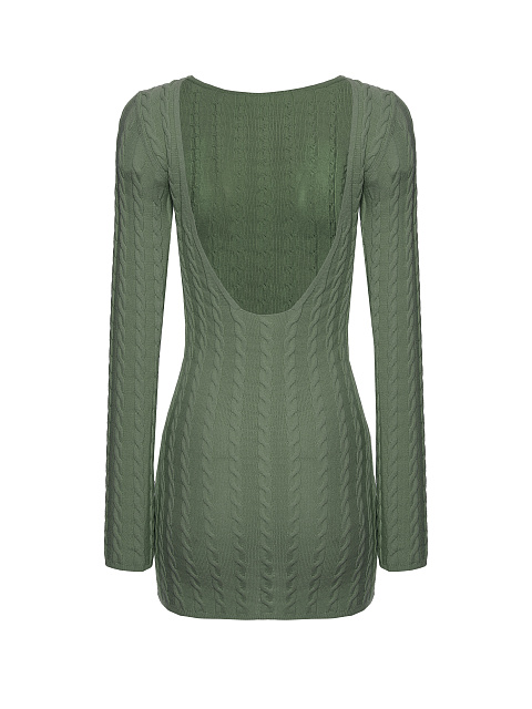 Green knitted mini dress with open back, 2