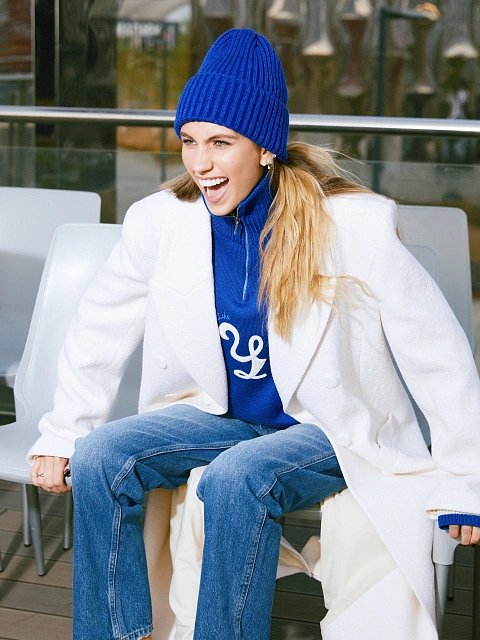 Blue Ribbed Beanie Hat, 2