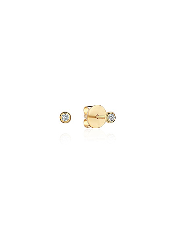 Yellow gold stud earrings with diamonds, 1 Yellow gold stud earrings with diamonds, 1