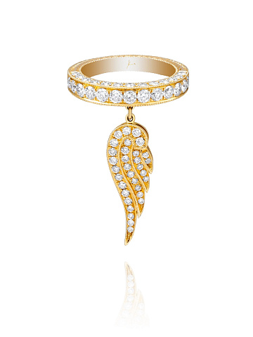 Yellow Gold & Diamonds Wing Ring, 1