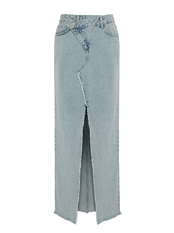 Light Blue Denim Maxi Skirt, 1